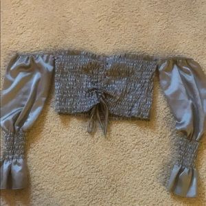 Off the shoulder silver top